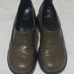 Dansko Women's Dark Olive Leather Mules